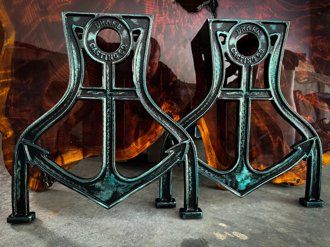 dresser legs metal Aqua Rustic Anchor Coffee Table Legs/ Bench Legs Cast Iron – Drake Casting  Company