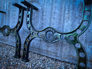 "THE BRIDGE" Cast Iron Coffee Table Legs Emerald Forest