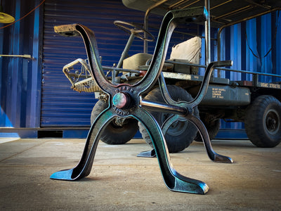 Oil on Water Dining Table Legs Trestle Cast Iron Base Custom Lengths