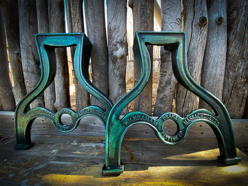Classic Drake O.G. Coffee Table/ Bench Legs Emerald Green Rustic Metal ...
