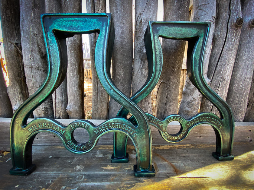 Classic Drake O.G. Coffee Table/ Bench Legs Emerald Green Rustic Metal ...